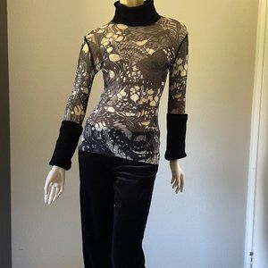 Jean Paul Gaultier Mesh Butterfly top with Velvet Cuffs and Collar